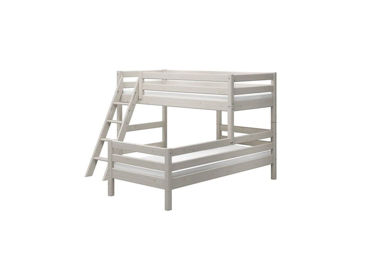 FLEXA Classic Mid Sleeper Bed with slanting ladder, Solid Pine/Birch Plywood, 90x200 cm