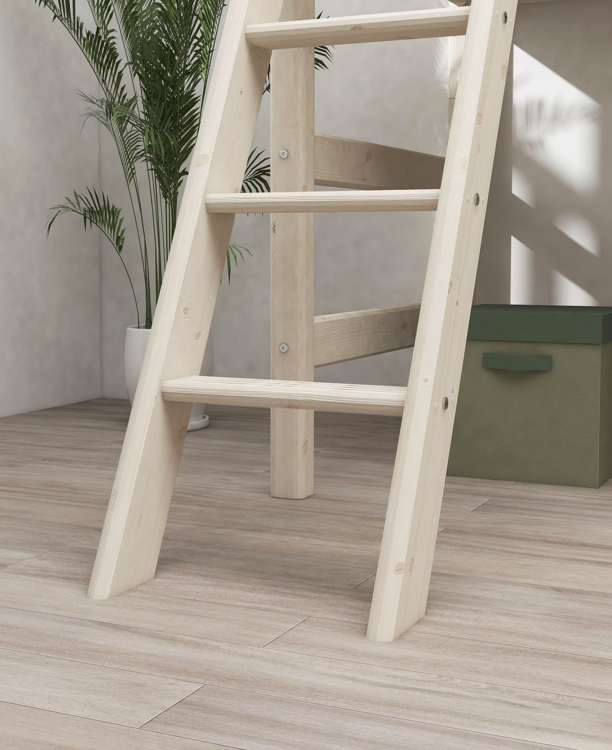 FLEXA Classic Mid Sleeper Bed with slanting ladder, Solid Pine/Birch Plywood, 90x200 cm