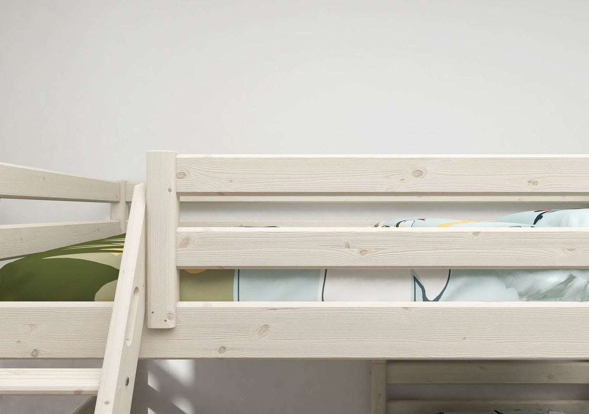 FLEXA Classic Mid Sleeper Bed with slanting ladder, Solid Pine/Birch Plywood, 90x200 cm