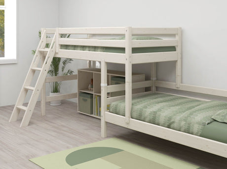 FLEXA Classic Mid Sleeper Bed with slanting ladder, Solid Pine/Birch Plywood, 90x200 cm
