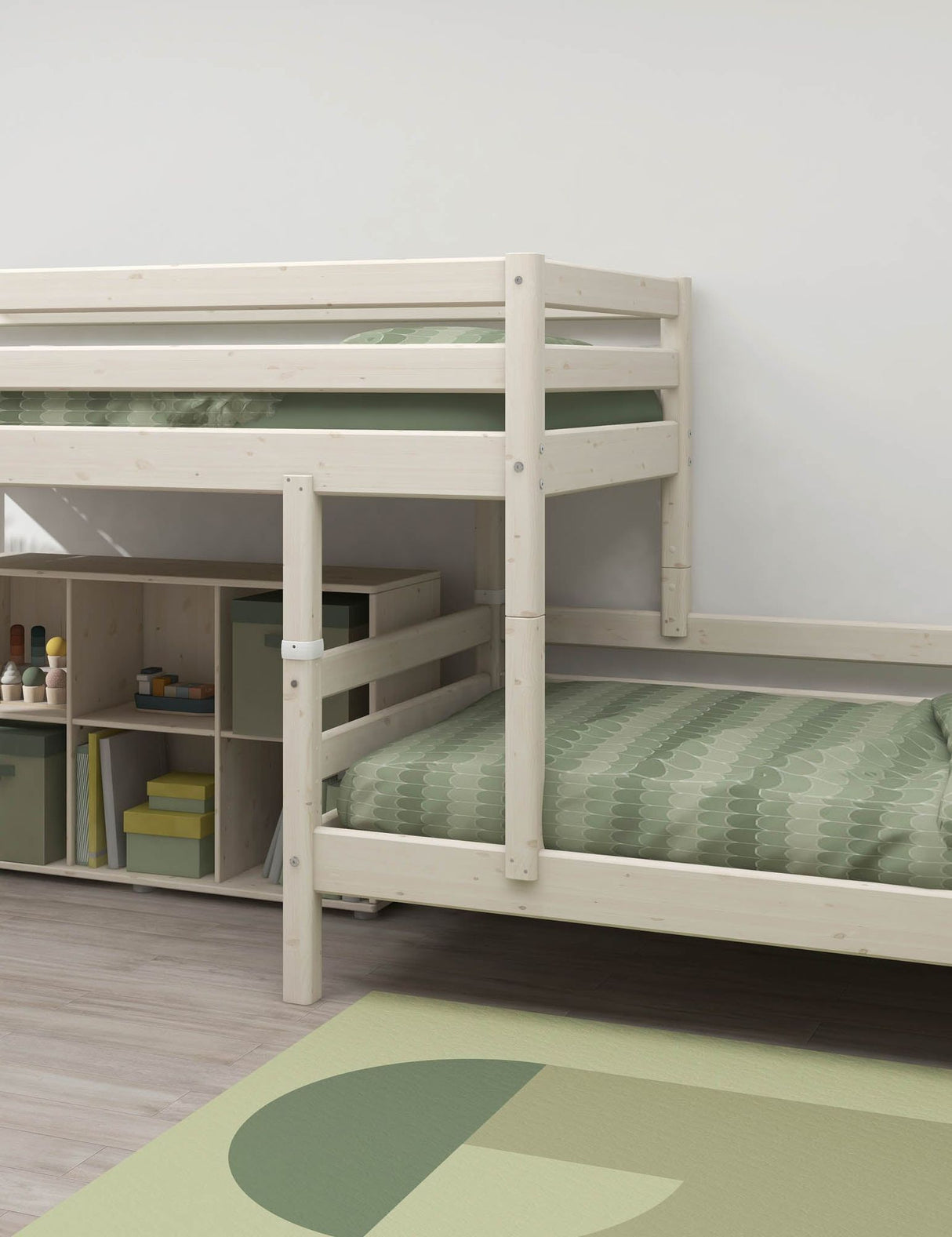 FLEXA Classic Mid Sleeper Bed with slanting ladder, Solid Pine/Birch Plywood, 90x200 cm