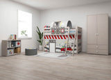 FLEXA Mid Sleeper Bed w. slanting ladder, Solid Pine/Birch Plywood, 90x200 cm