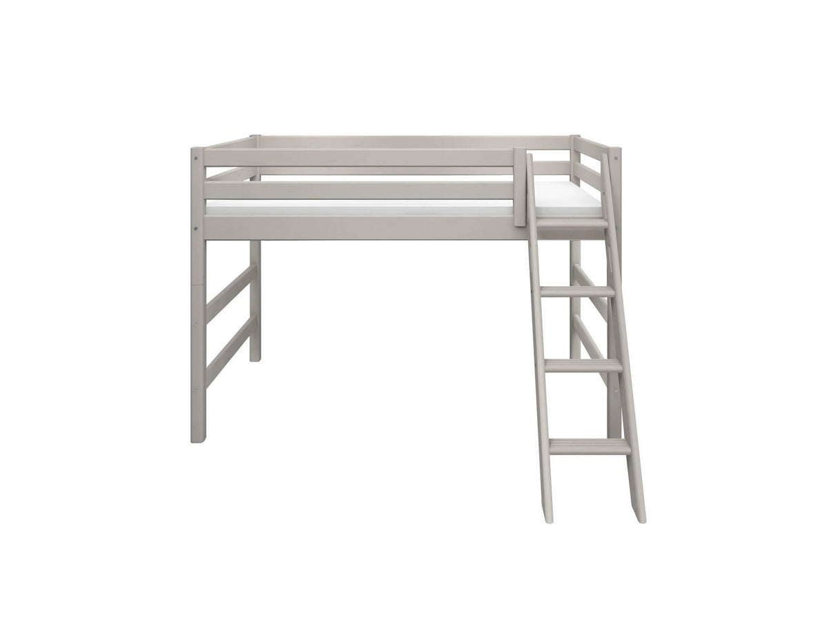 FLEXA Mid Sleeper Bed w. slanting ladder, Solid Pine/Birch Plywood, 90x200 cm