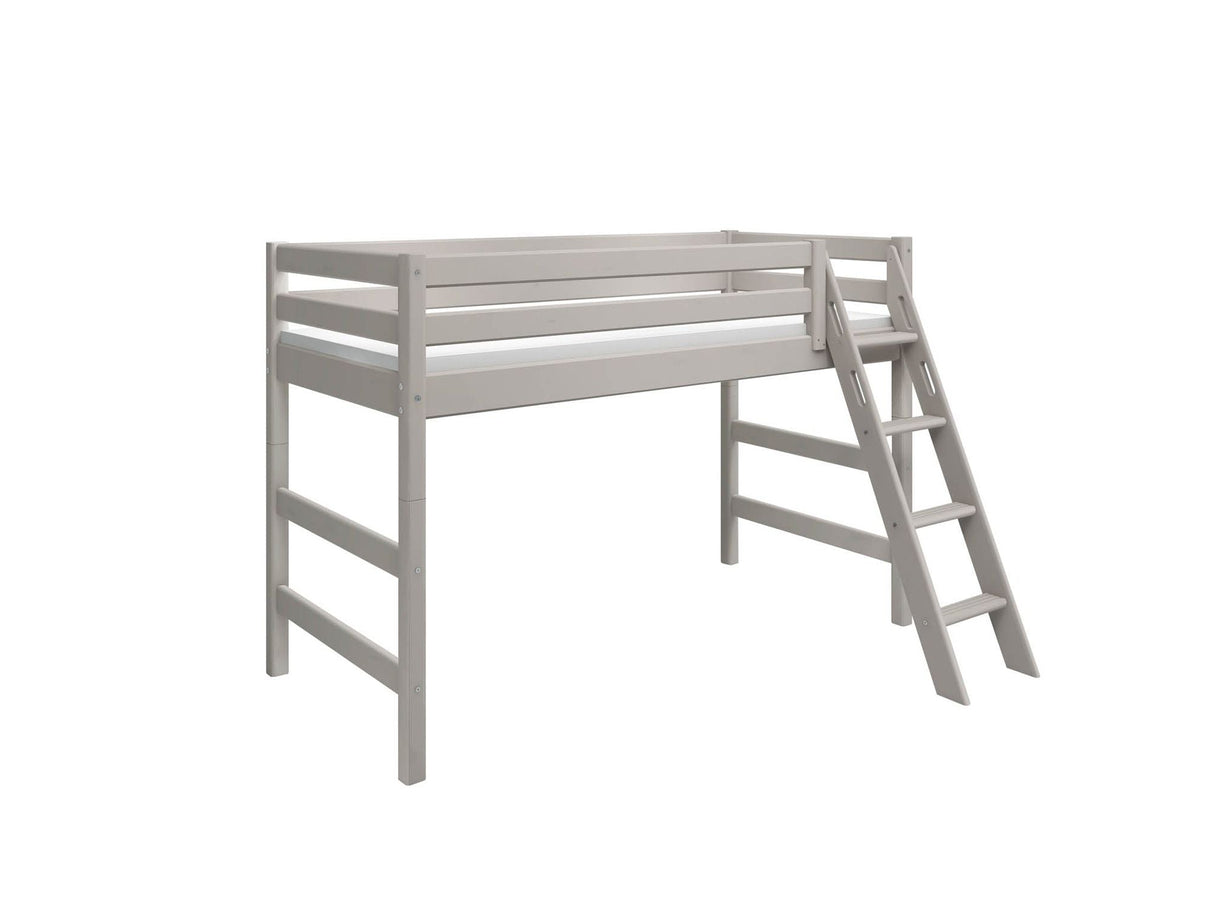 FLEXA Mid Sleeper Bed w. slanting ladder, Solid Pine/Birch Plywood, 90x200 cm