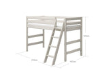 FLEXA Classic Mid Sleeper Bed with slanting ladder, Solid Pine/Birch Plywood, 90x200 cm