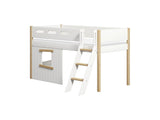 FLEXA Nor Mid Sleeper Bed, slanted ladder & Treehouse Bed Fronts, oak frame, MDF/Solid oak, 90x200 cm
