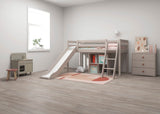 FLEXA Classic Mid Sleeper Bed with slanting ladder and slide, Solid Pine/Birch Plywood, 90x200 cm