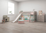 FLEXA Classic Mid Sleeper Bed with slanting ladder and slide, Solid Pine/Birch Plywood, 90x200 cm