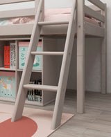 FLEXA Classic Mid Sleeper Bed with slanting ladder and slide, Solid Pine/Birch Plywood, 90x200 cm