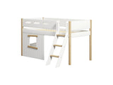 FLEXA Nor Mid Sleeper Bed, slanted ladder & Treehouse Bed Fronts, oak frame, MDF/Solid oak, 90x200 cm