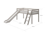 FLEXA Classic Mid Sleeper Bed with slanting ladder and slide, Solid Pine/Birch Plywood, 90x200 cm