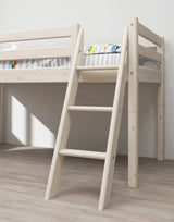 FLEXA Classic Mid Sleeper Bed with slanting ladder and slide, Solid Pine/Birch Plywood, 90x200 cm