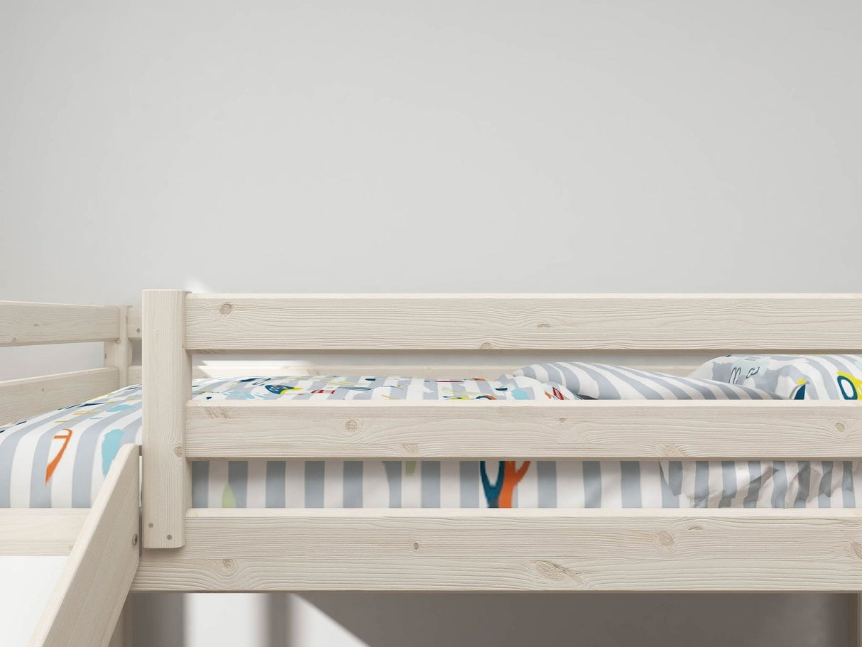 FLEXA Classic Mid Sleeper Bed with slanting ladder and slide, Solid Pine/Birch Plywood, 90x200 cm