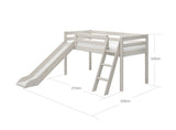 FLEXA Classic Mid Sleeper Bed with slanting ladder and slide, Solid Pine/Birch Plywood, 90x200 cm