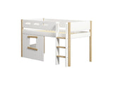 FLEXA Nor Mid Sleeper Bed, straight ladder & Treehouse Bed Fronts, oak frame, MDF/Solid oak, 90x200 cm