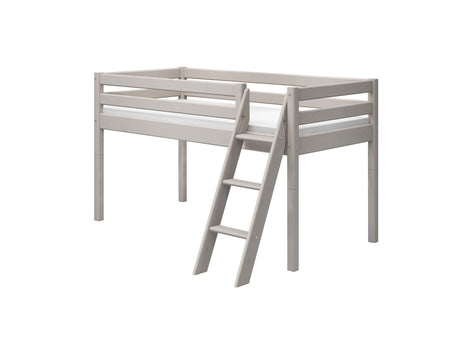 FLEXA Classic Mid Sleeper Bed with slanting ladder, Solid Pine/Birch Plywood, 90x200 cm