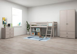 FLEXA Classic Mid Sleeper Bed with slanting ladder, Solid Pine/Birch Plywood, 90x200 cm