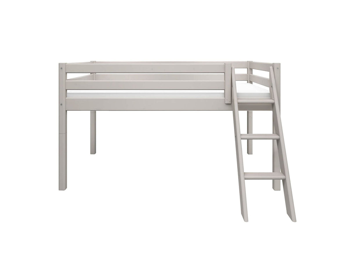 FLEXA Classic Mid Sleeper Bed with slanting ladder, Solid Pine/Birch Plywood, 90x200 cm