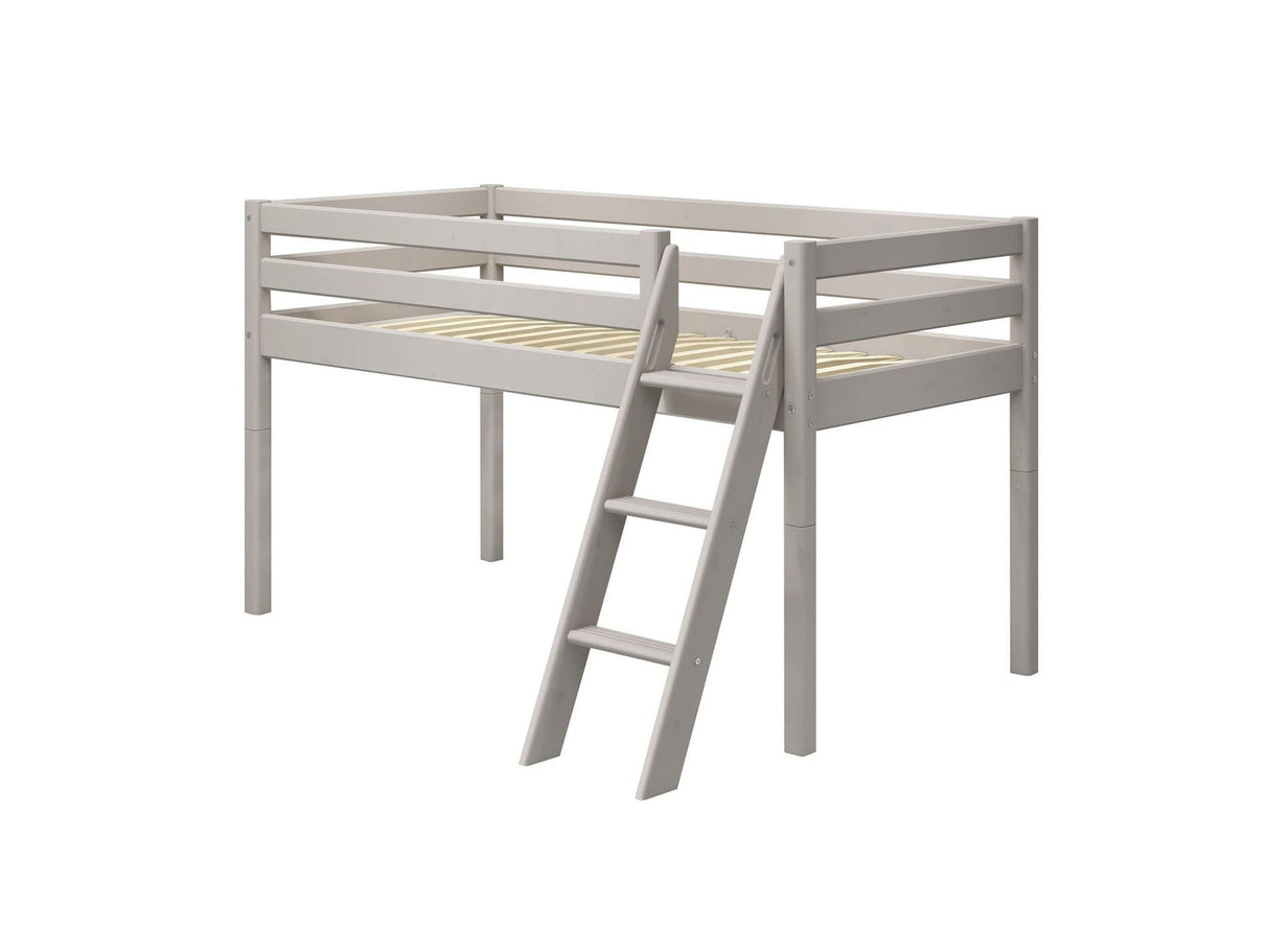 FLEXA Classic Mid Sleeper Bed with slanting ladder, Solid Pine/Birch Plywood, 90x200 cm