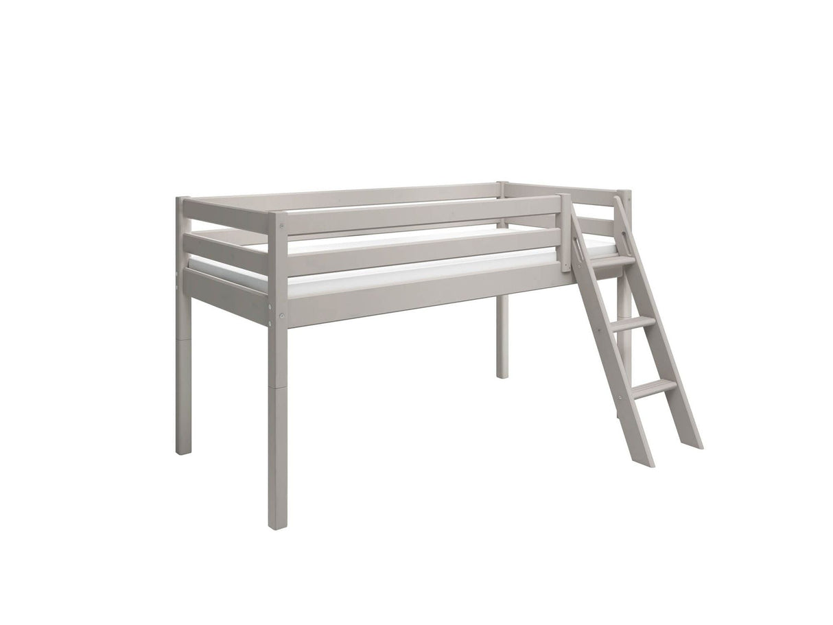 FLEXA Classic Mid Sleeper Bed with slanting ladder, Solid Pine/Birch Plywood, 90x200 cm