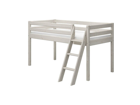 FLEXA Classic Mid Sleeper Bed with slanting ladder, Solid Pine/Birch Plywood, 90x200 cm