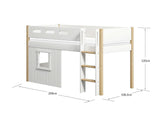 FLEXA Nor Mid Sleeper Bed with straight ladder & Treehouse Bed Fronts, white frame, MDF/Solid oak, 90x200 cm
