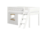 FLEXA Mid Sleeper Bed, slanted ladder & Treehouse Bed Fronts, oak frame, MDF/Solid Pine, 90x200 cm