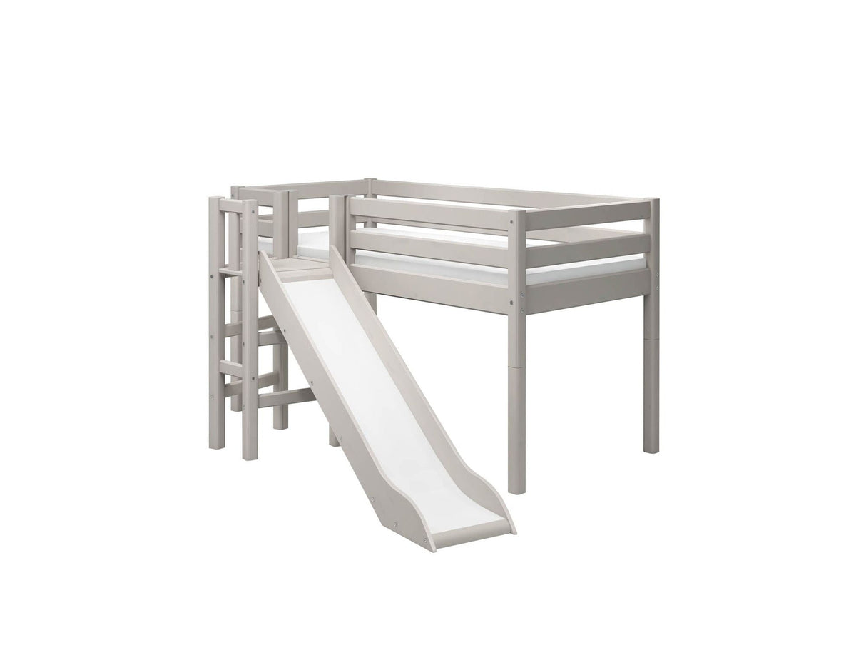 FLEXA Mid Sleeper Bed with platform and slide, Solid Pine/Birch Plywood, 90x200 cm