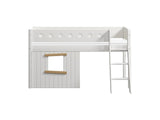 FLEXA Mid Sleeper Bed, slanted ladder & Treehouse Bed Fronts, oak frame, MDF/Solid Pine, 90x200 cm