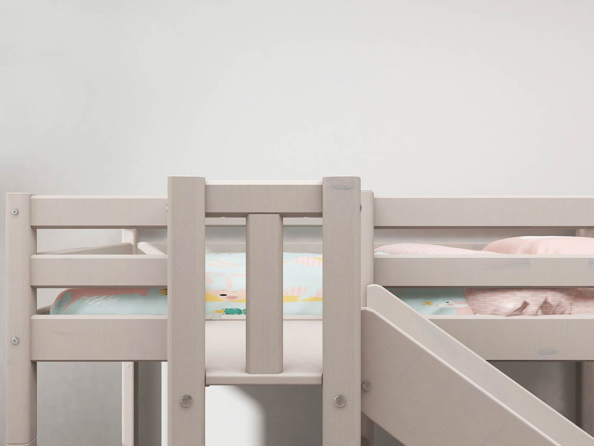 FLEXA Mid Sleeper Bed with platform and slide, Solid Pine/Birch Plywood, 90x200 cm