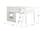 FLEXA Mid Sleeper Bed, slanted ladder & Treehouse Bed Fronts, oak frame, MDF/Solid Pine, 90x200 cm