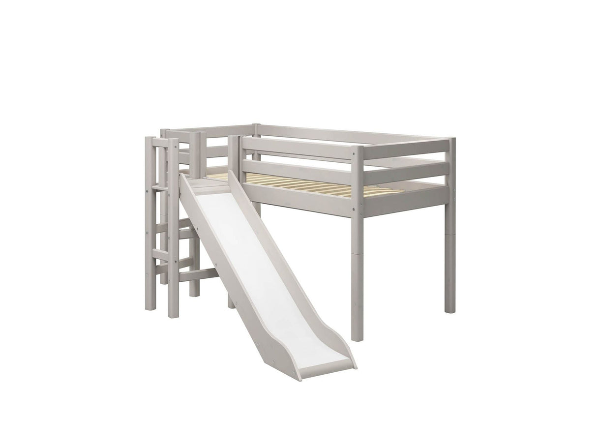 FLEXA Mid Sleeper Bed with platform and slide, Solid Pine/Birch Plywood, 90x200 cm