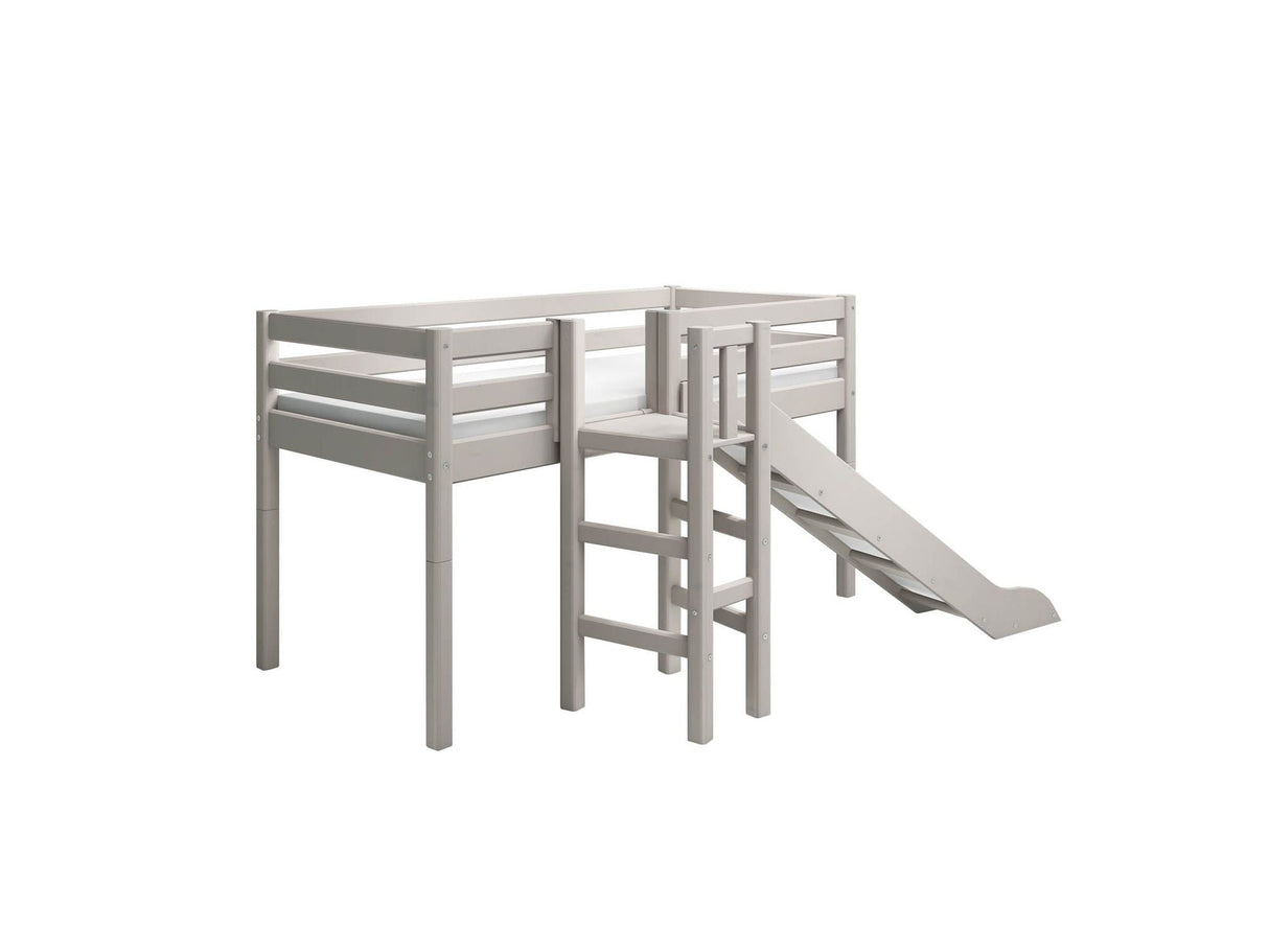 FLEXA Mid Sleeper Bed with platform and slide, Solid Pine/Birch Plywood, 90x200 cm