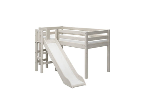 FLEXA Mid Sleeper Bed with platform and slide, Solid Pine/Birch Plywood, 90x200 cm