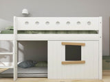 FLEXA Mid Sleeper Bed, straight ladder & Treehouse Bed Fronts, oak frame, MDF/Solid Pine, 90x200 cm