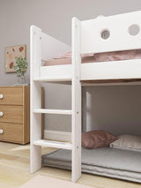 FLEXA Mid Sleeper Bed, straight ladder & Treehouse Bed Fronts, oak frame, MDF/Solid Pine, 90x200 cm