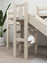 FLEXA Mid Sleeper Bed with platform and slide, Solid Pine/Birch Plywood, 90x200 cm