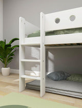 FLEXA Mid Sleeper Bed, straight ladder & Treehouse Bed Fronts, oak frame, MDF/Solid Pine, 90x200 cm
