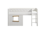 FLEXA Mid Sleeper Bed, straight ladder & Treehouse Bed Fronts, oak frame, MDF/Solid Pine, 90x200 cm