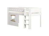 FLEXA Mid Sleeper Bed, straight ladder & Treehouse Bed Fronts, oak frame, MDF/Solid Pine, 90x200 cm