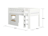 FLEXA Mid Sleeper Bed, straight ladder & Treehouse Bed Fronts, oak frame, MDF/Solid Pine, 90x200 cm