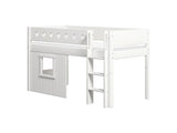 FLEXA Mid Sleeper Bed with straight ladder & Treehouse Bed Fronts, white frame, MDF/Solid Pine, 90x200 cm