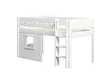FLEXA Mid Sleeper Bed with straight ladder & Treehouse Bed Fronts, white frame, MDF/Solid Pine, 90x200 cm