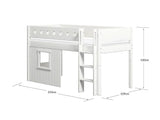 FLEXA Mid Sleeper Bed with straight ladder & Treehouse Bed Fronts, white frame, MDF/Solid Pine, 90x200 cm