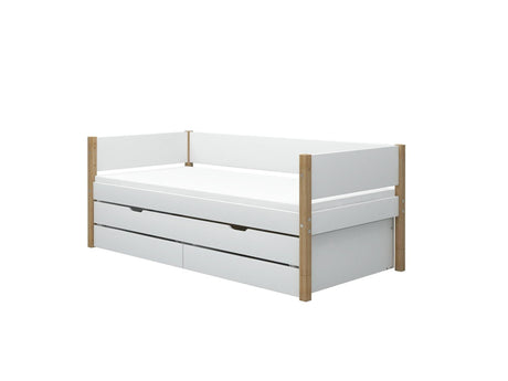 FLEXA Nor Day Bed with trundle and 2 drawers, MDF/Solid oak, 90x200 cm