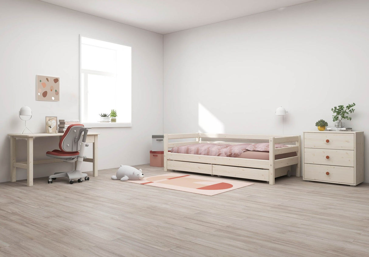 FLEXA Classic Single Bed with 2 drawers, Solid Pine/Birch Plywood, 90x200 cm