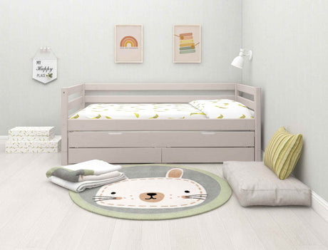 FLEXA Single Bed with trundle pullout Bed, Solid Pine/Birch Plywood, 90x200 cm