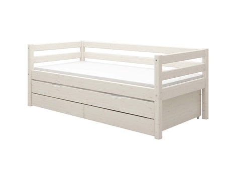 FLEXA Classic Day Bed with trundle pull out Bed, Solid Pine/Birch Plywood, 90x200 cm
