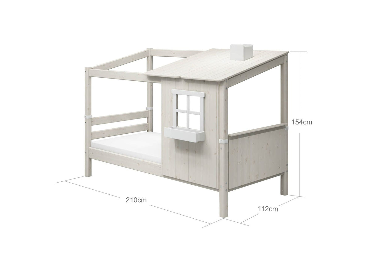 FLEXA Single Bed Classic House, Solid Pine/Birch Plywood, 90x200 cm
