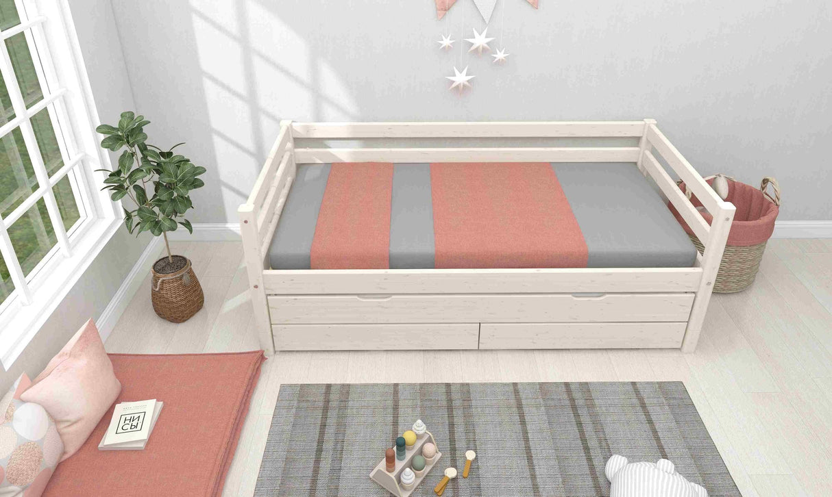 FLEXA Classic Day Bed with trundle pull out Bed, Solid Pine/Birch Plywood, 90x200 cm